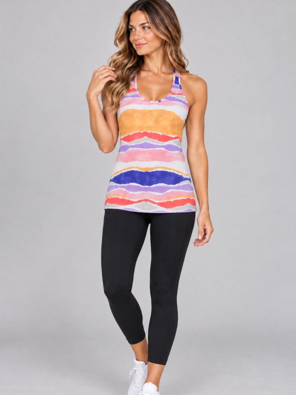 Lululemon Women’s Long Racerback Tank Top Multicolor Striped Athletic 27”